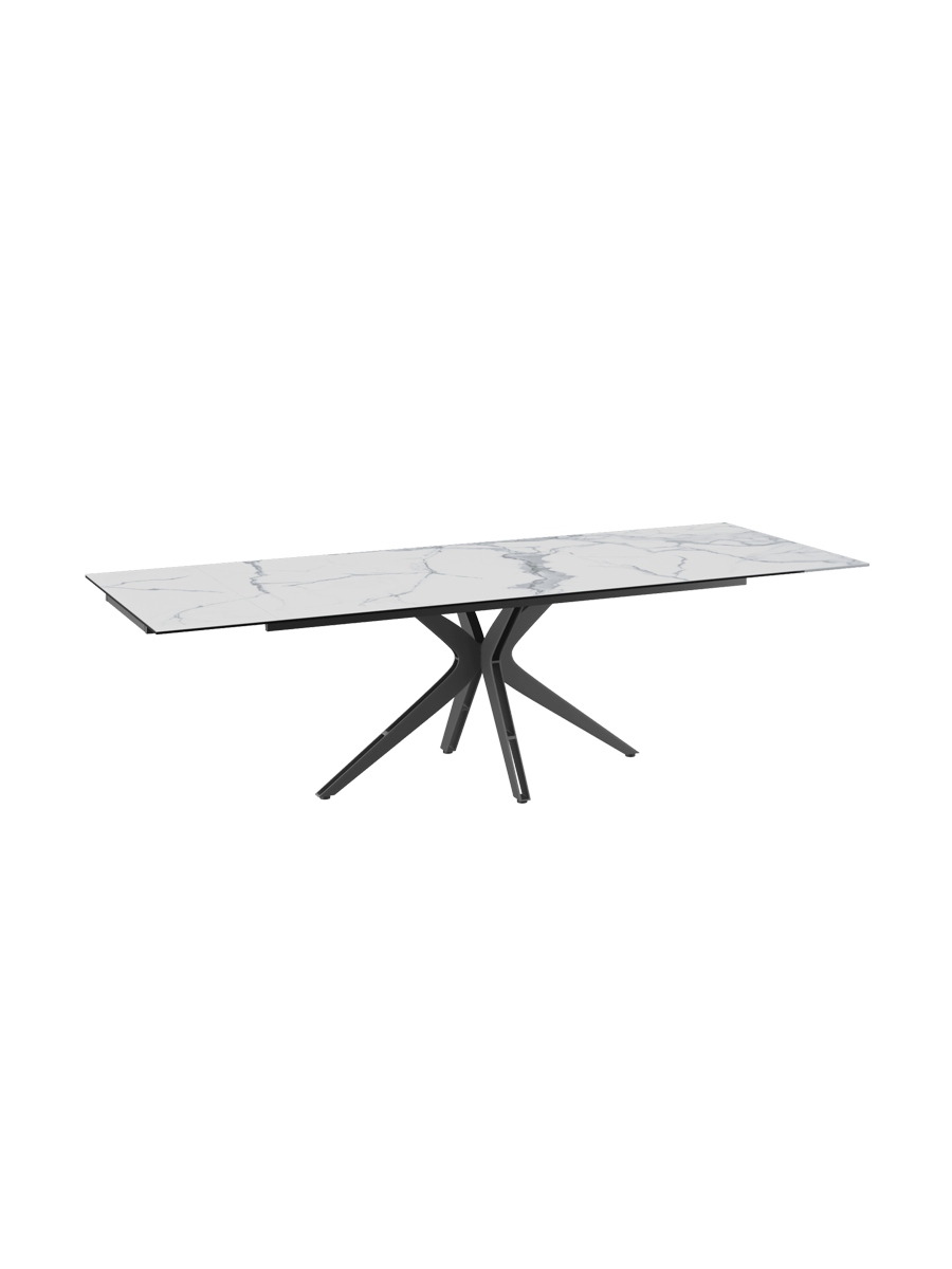 
Ausziehbarer Designer Esstisch „Influence“ aus Keramik, in verschiedenen Grössen - Gestell: Taupe, Tischplatte: Zemntgrau / 150-230 x 100 cm