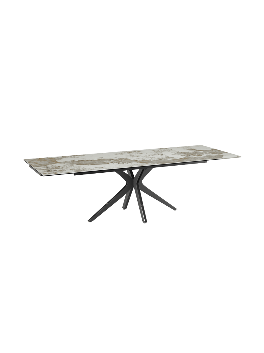 
Ausziehbarer Designer Esstisch „Influence“ aus Keramik, in verschiedenen Grössen - Gestell: Taupe, Tischplatte: Zemntgrau / 150-230 x 100 cm