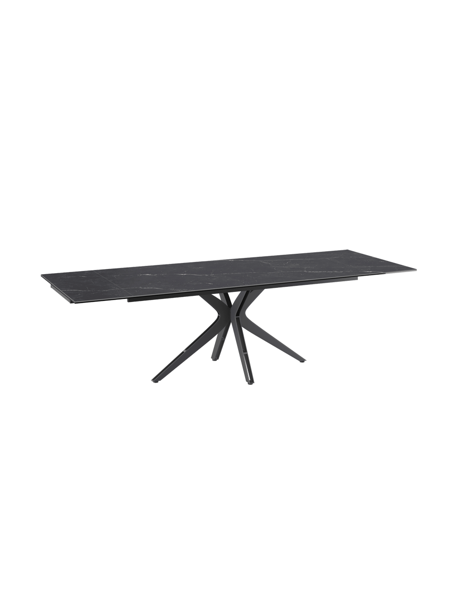
Ausziehbarer Designer Esstisch „Influence“ aus Keramik, in verschiedenen Grössen - Gestell: Taupe, Tischplatte: Zemntgrau / 150-230 x 100 cm