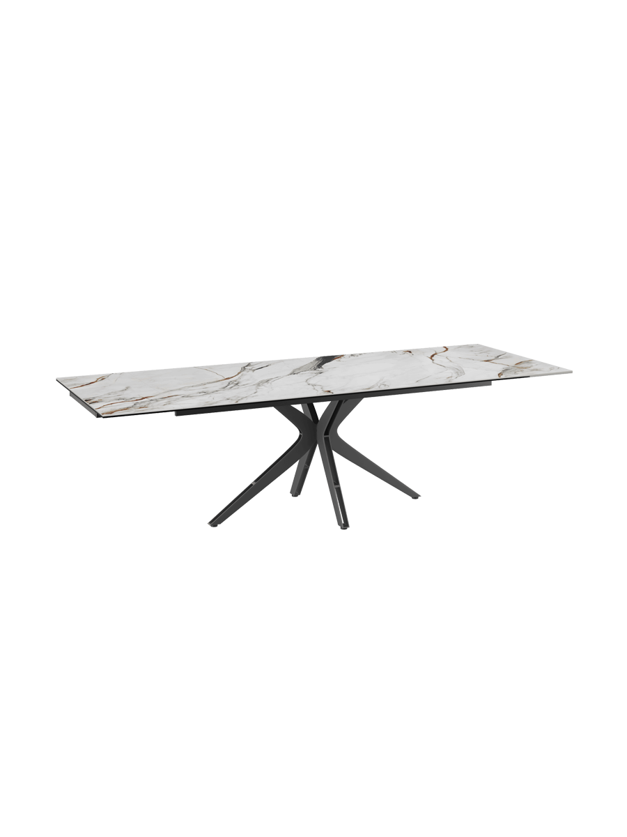 
Ausziehbarer Designer Esstisch „Influence“ aus Keramik, in verschiedenen Grössen - Gestell: Taupe, Tischplatte: Zemntgrau / 150-230 x 100 cm