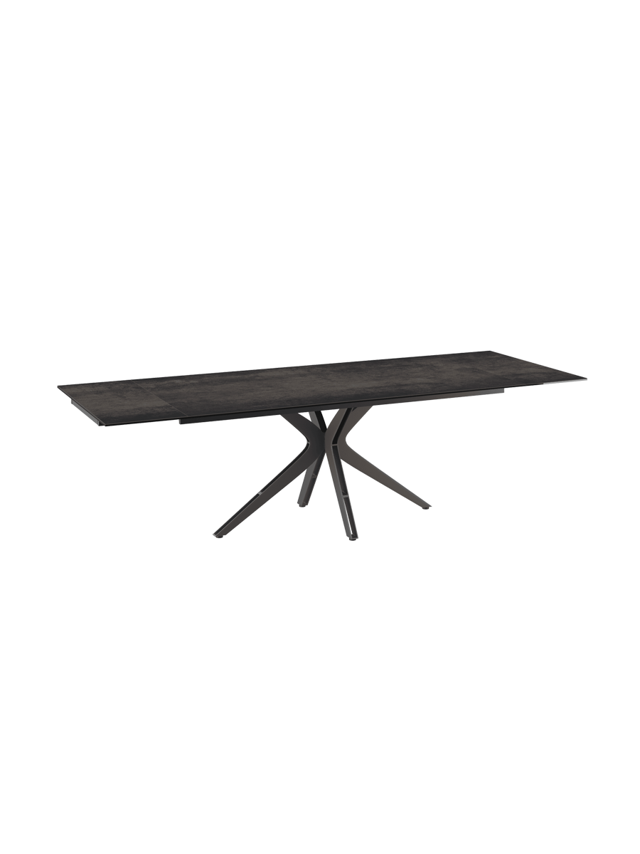 
Ausziehbarer Designer Esstisch „Influence“ aus Keramik, in verschiedenen Grössen - Gestell: Taupe, Tischplatte: Zemntgrau / 150-230 x 100 cm