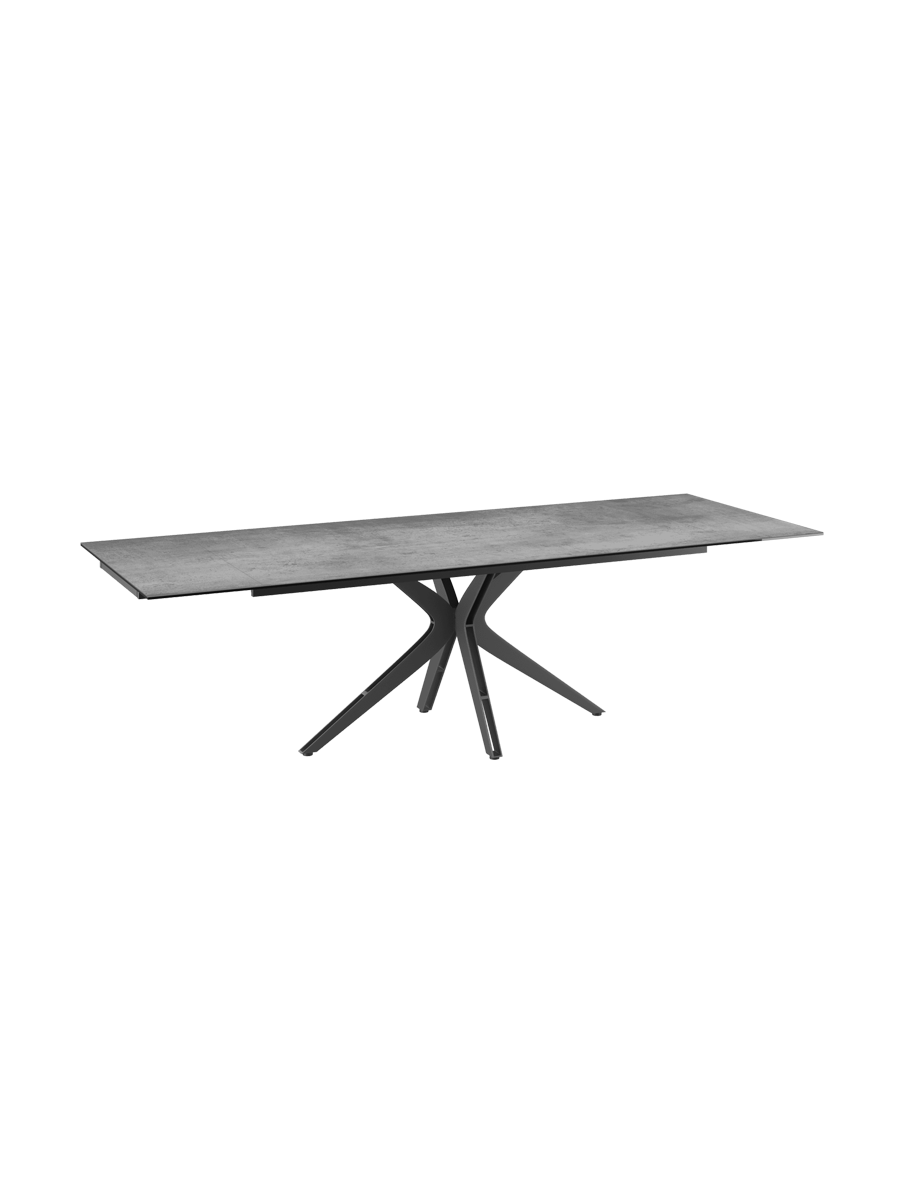 
Ausziehbarer Designer Esstisch „Influence“ aus Keramik, in verschiedenen Grössen - Gestell: Taupe, Tischplatte: Zemntgrau / 150-230 x 100 cm