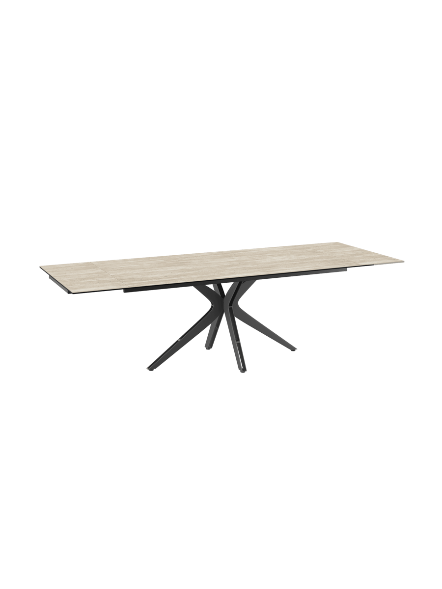 
Ausziehbarer Designer Esstisch „Influence“ aus Keramik, in verschiedenen Grössen - Gestell: Taupe, Tischplatte: Zemntgrau / 150-230 x 100 cm