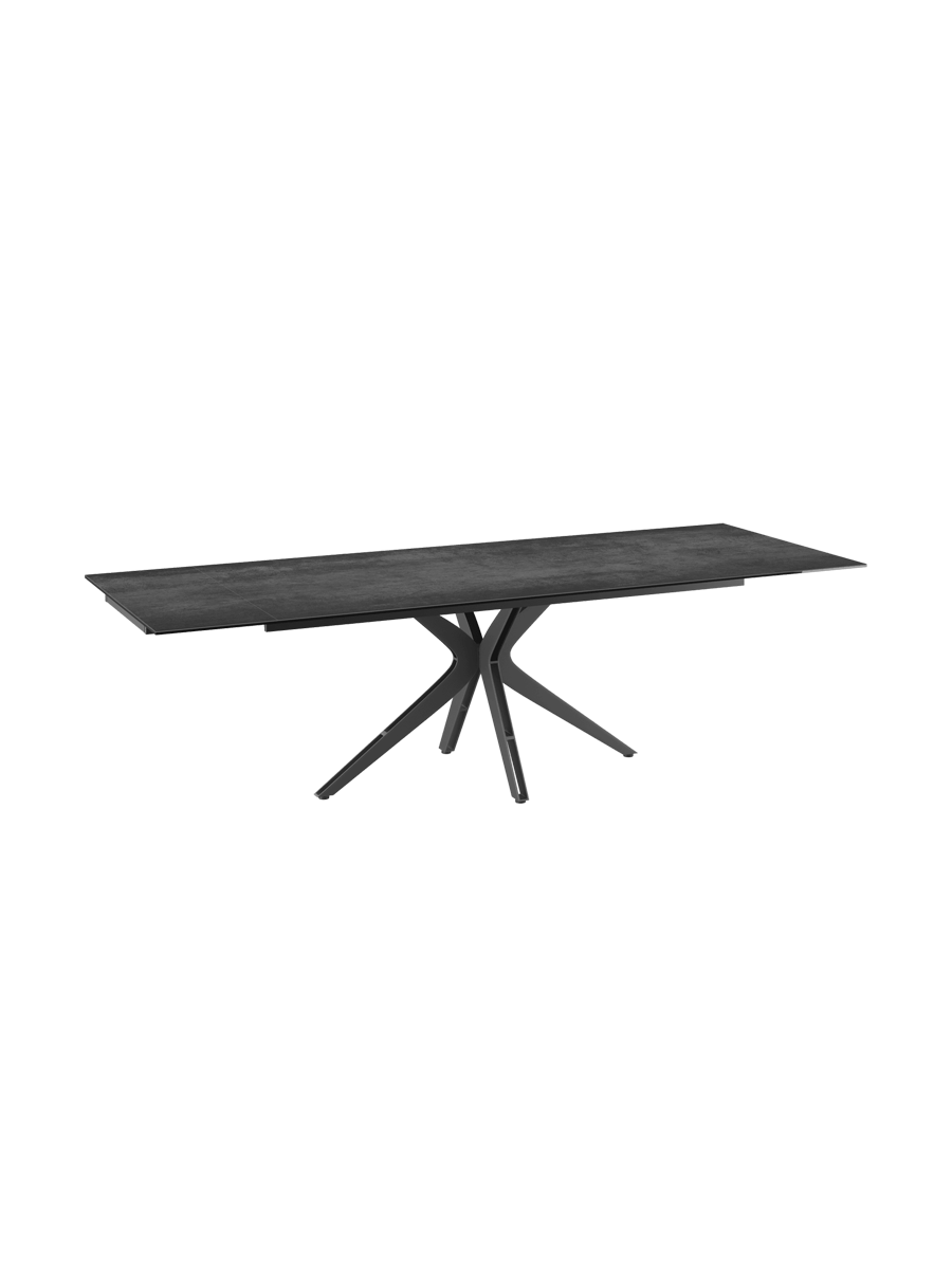 
Ausziehbarer Designer Esstisch „Influence“ aus Keramik, in verschiedenen Grössen - Gestell: Taupe, Tischplatte: Zemntgrau / 150-230 x 100 cm