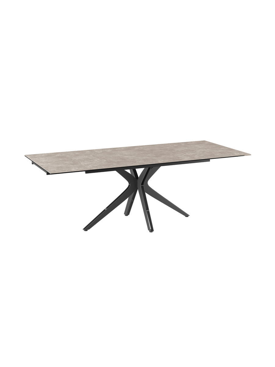 
Ausziehbarer Designer Esstisch „Influence“ aus Keramik, in verschiedenen Grössen - Gestell: Taupe, Tischplatte: Zemntgrau / 150-230 x 100 cm