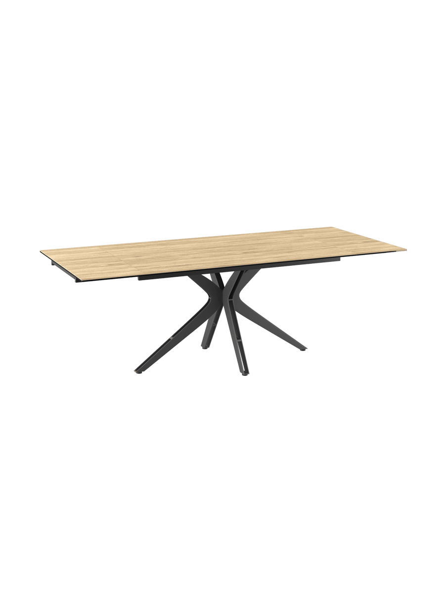 
Ausziehbarer Designer Esstisch „Influence“ aus Keramik, in verschiedenen Grössen - Gestell: Taupe, Tischplatte: Zemntgrau / 150-230 x 100 cm