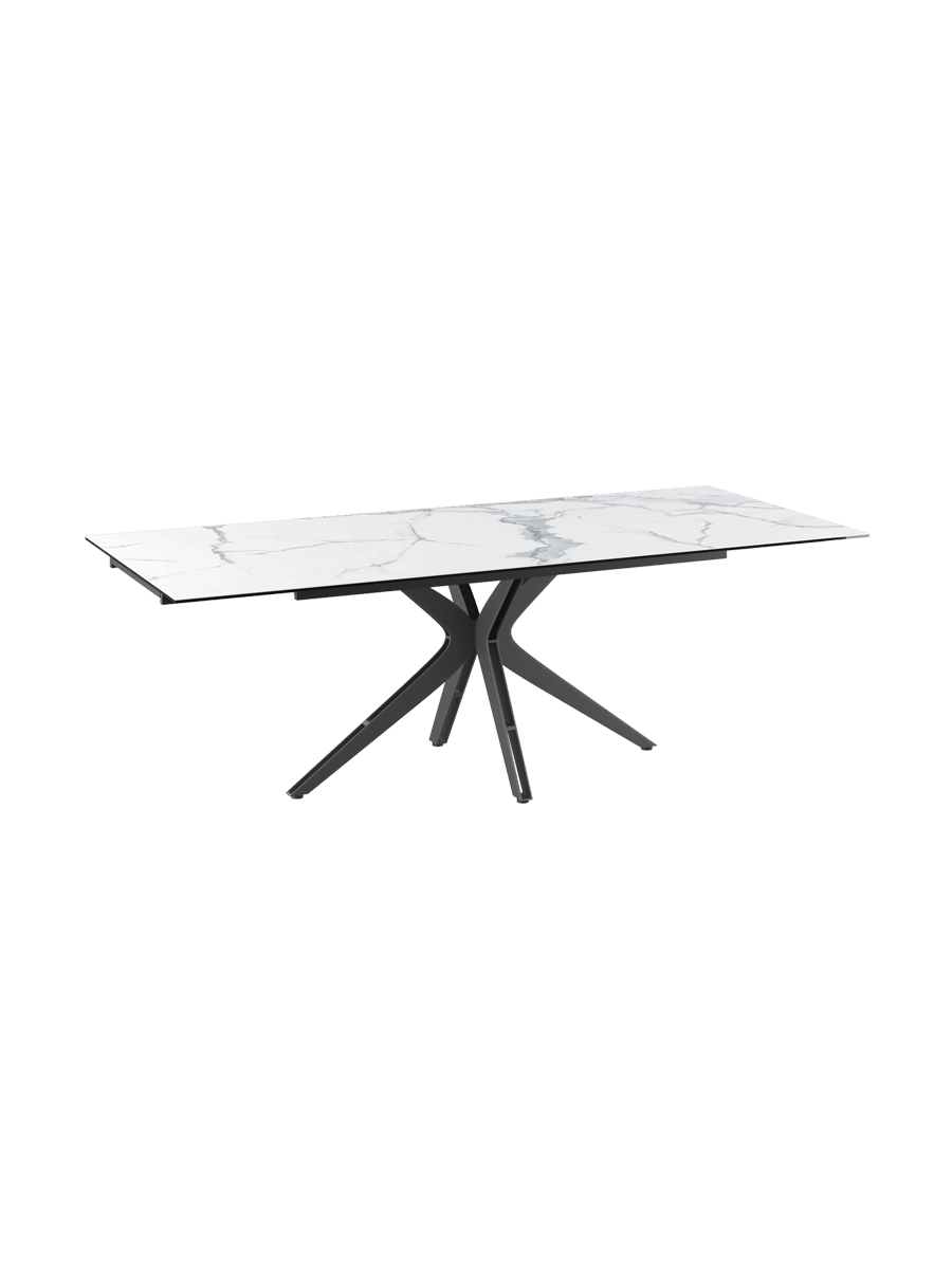
Ausziehbarer Designer Esstisch „Influence“ aus Keramik, in verschiedenen Grössen - Gestell: Taupe, Tischplatte: Zemntgrau / 150-230 x 100 cm