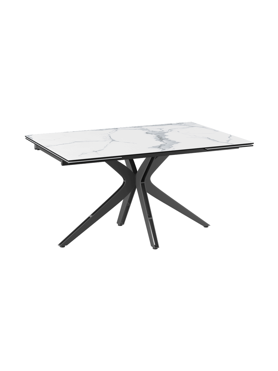 
Ausziehbarer Designer Esstisch „Influence“ aus Keramik, in verschiedenen Grössen - Marmoroptik Weiss / 150-230 x 100 cm