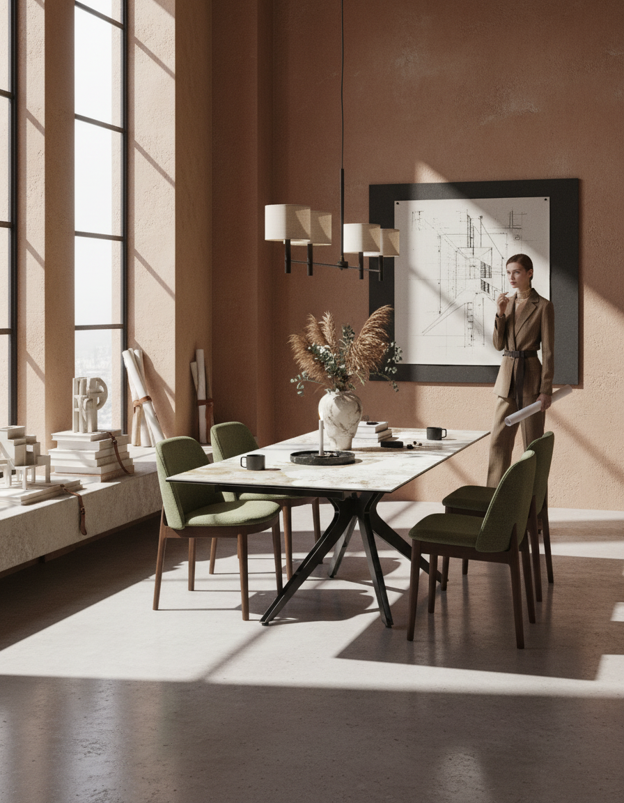 
Ausziehbarer Designer Esstisch „Influence“ aus Keramik, in verschiedenen Grössen - Calcatta glänzend / 150-230 x 100 cm