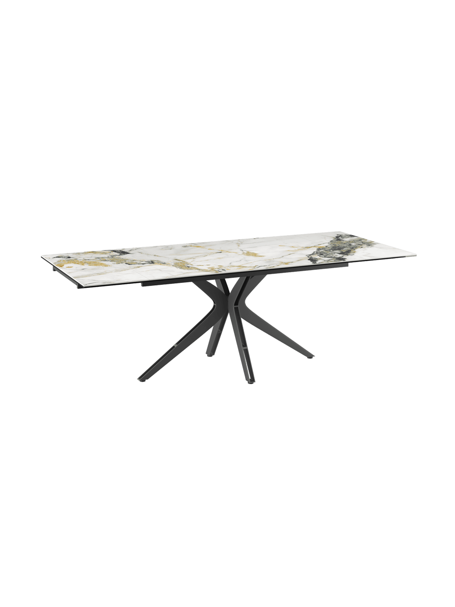 
Ausziehbarer Designer Esstisch „Influence“ aus Keramik, in verschiedenen Grössen - Gestell: Taupe, Tischplatte: Zemntgrau / 150-230 x 100 cm