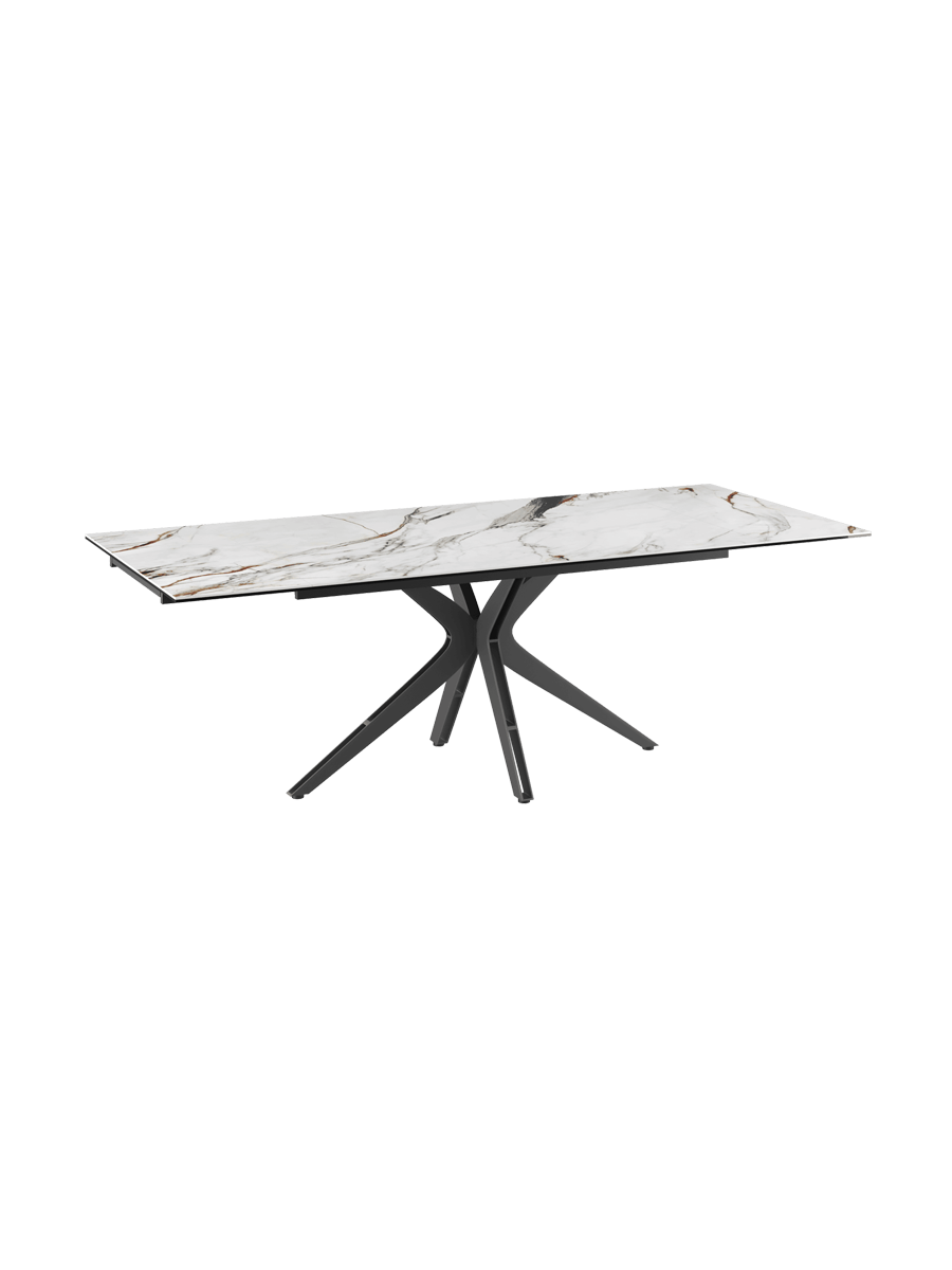 
Ausziehbarer Designer Esstisch „Influence“ aus Keramik, in verschiedenen Grössen - Gestell: Taupe, Tischplatte: Zemntgrau / 150-230 x 100 cm