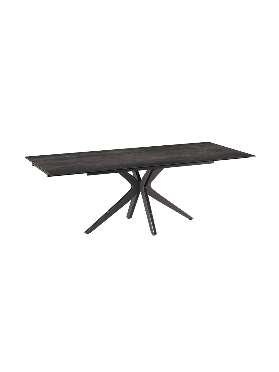 
Ausziehbarer Designer Esstisch „Influence“ aus Keramik, in verschiedenen Grössen - Gestell: Taupe, Tischplatte: Zemntgrau / 150-230 x 100 cm