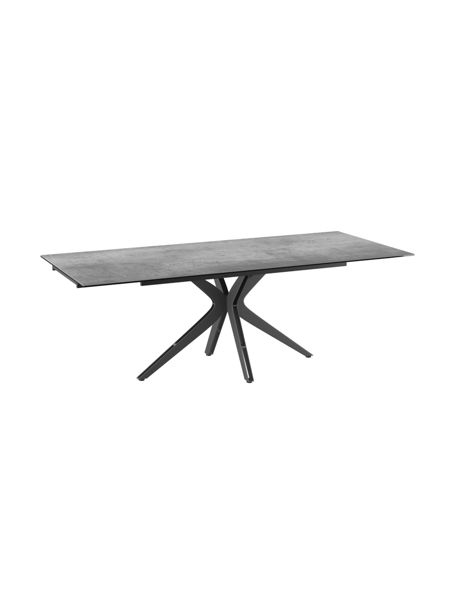 
Ausziehbarer Designer Esstisch „Influence“ aus Keramik, in verschiedenen Grössen - Gestell: Taupe, Tischplatte: Zemntgrau / 150-230 x 100 cm