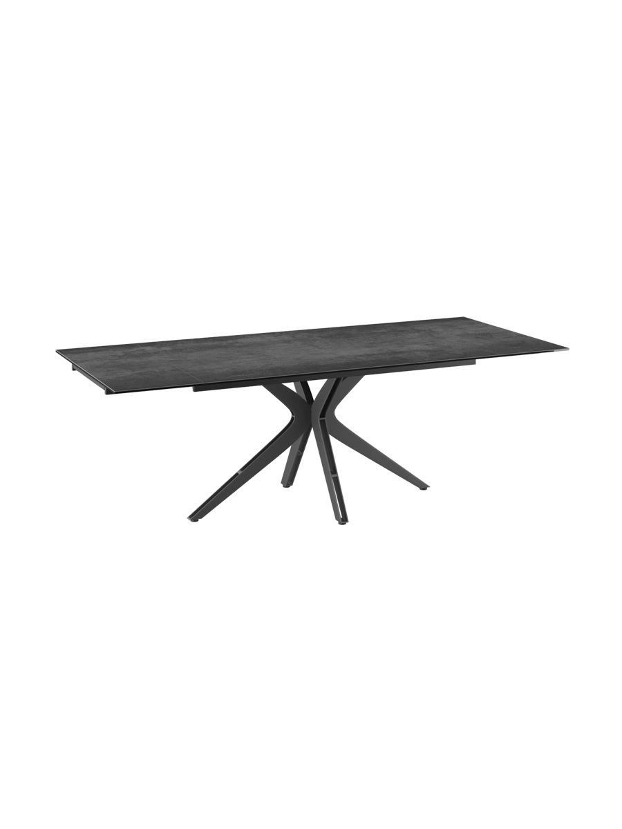 
Ausziehbarer Designer Esstisch „Influence“ aus Keramik, in verschiedenen Grössen - Gestell: Taupe, Tischplatte: Zemntgrau / 150-230 x 100 cm