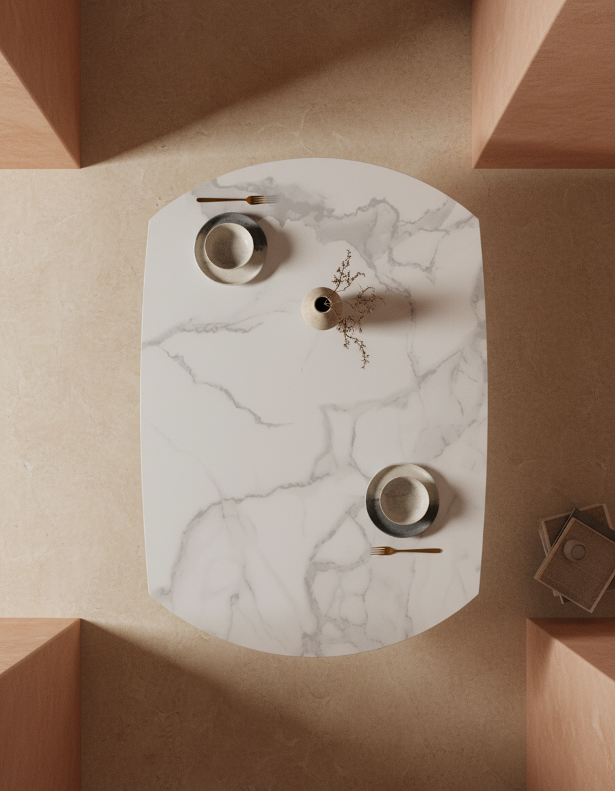 
Tavolo da pranzo allungabile di design «New Icone», in diverse dimensioni - Effetto marmo Bianco / 95-135 x 135 cm