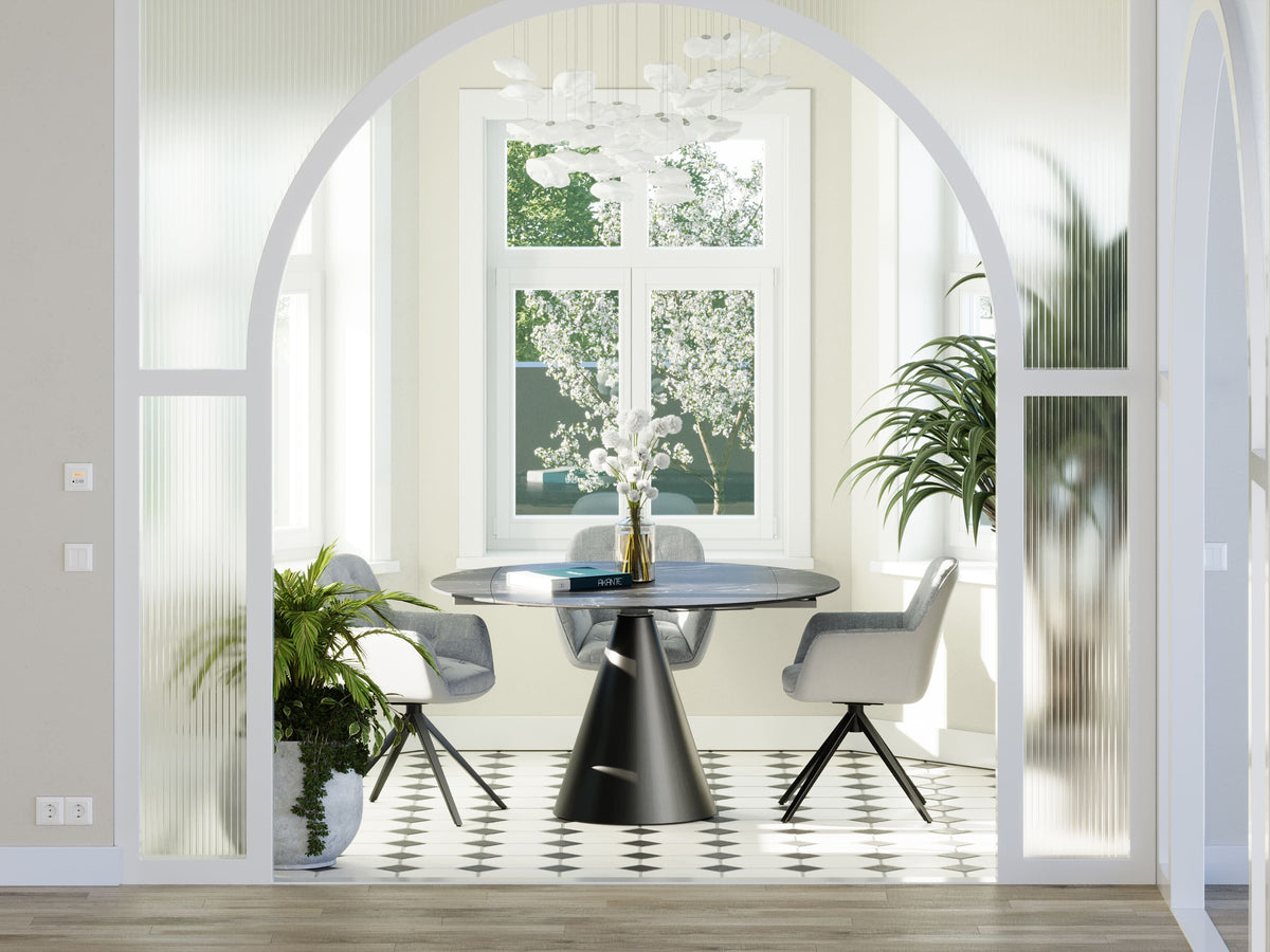 
Tavolo da pranzo allungabile di design «New Icone», in diverse dimensioni - Marquina opaco / 95-135 x 135 cm