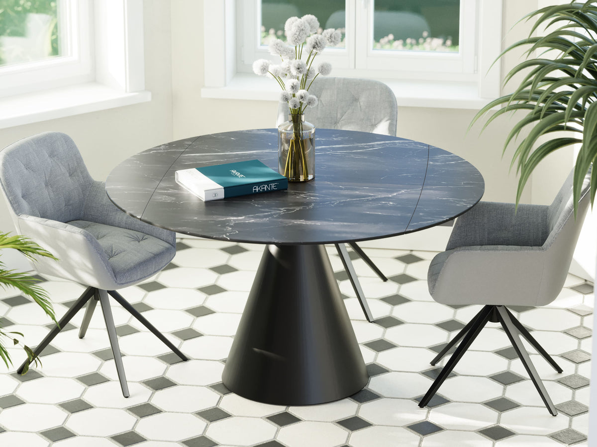 
Tavolo da pranzo allungabile di design «New Icone», in diverse dimensioni - Marquina opaco / 95-135 x 135 cm