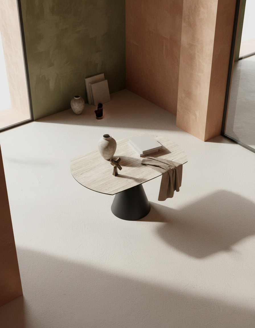 
Tavolo da pranzo allungabile di design «New Icone», in diverse dimensioni - Travertino / 95-135 x 135 cm