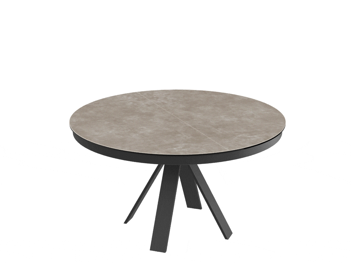 
Ausziehbarer Designer Esstisch „Chanterelle“ 130-180 x 130 cm - Zementgrau