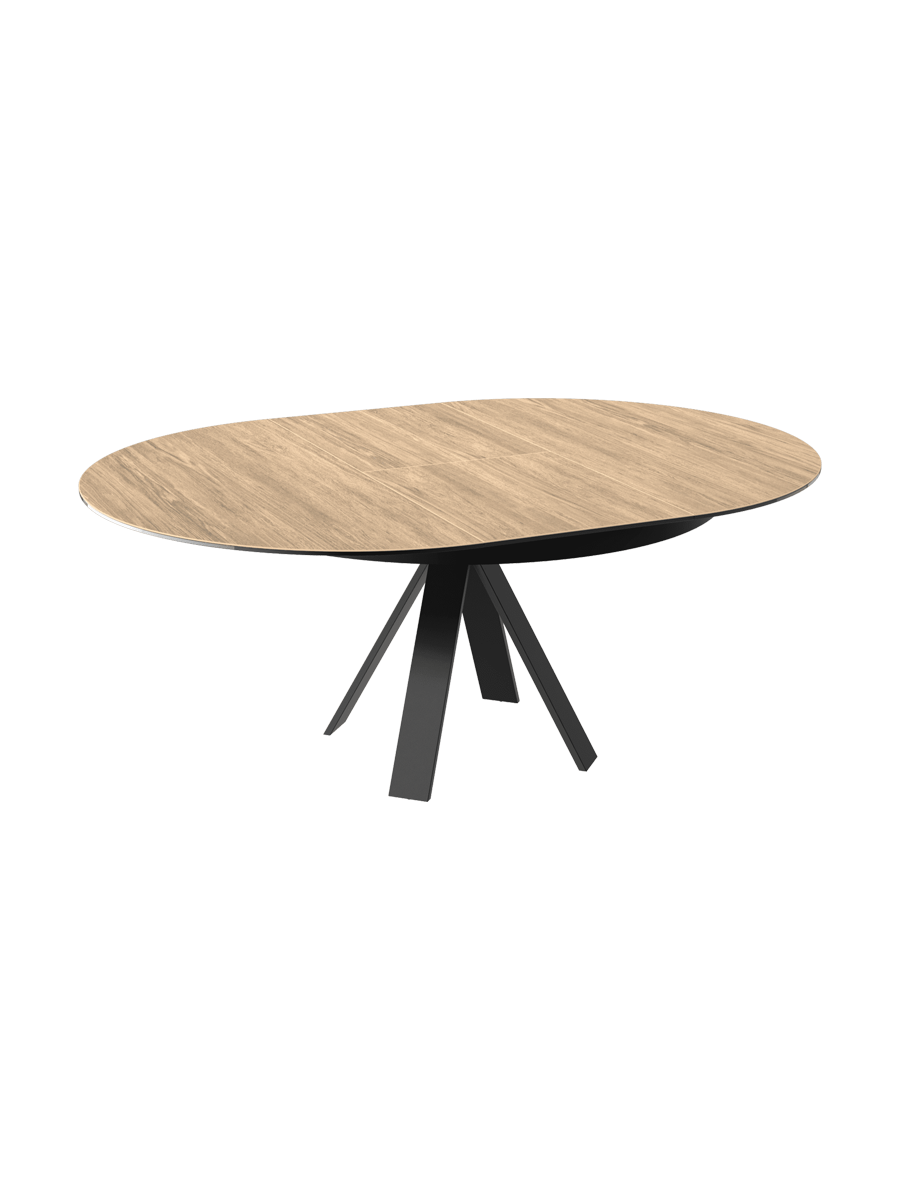 
Ausziehbarer Designer Esstisch „Chanterelle“ 130-180 x 130 cm - Zementgrau