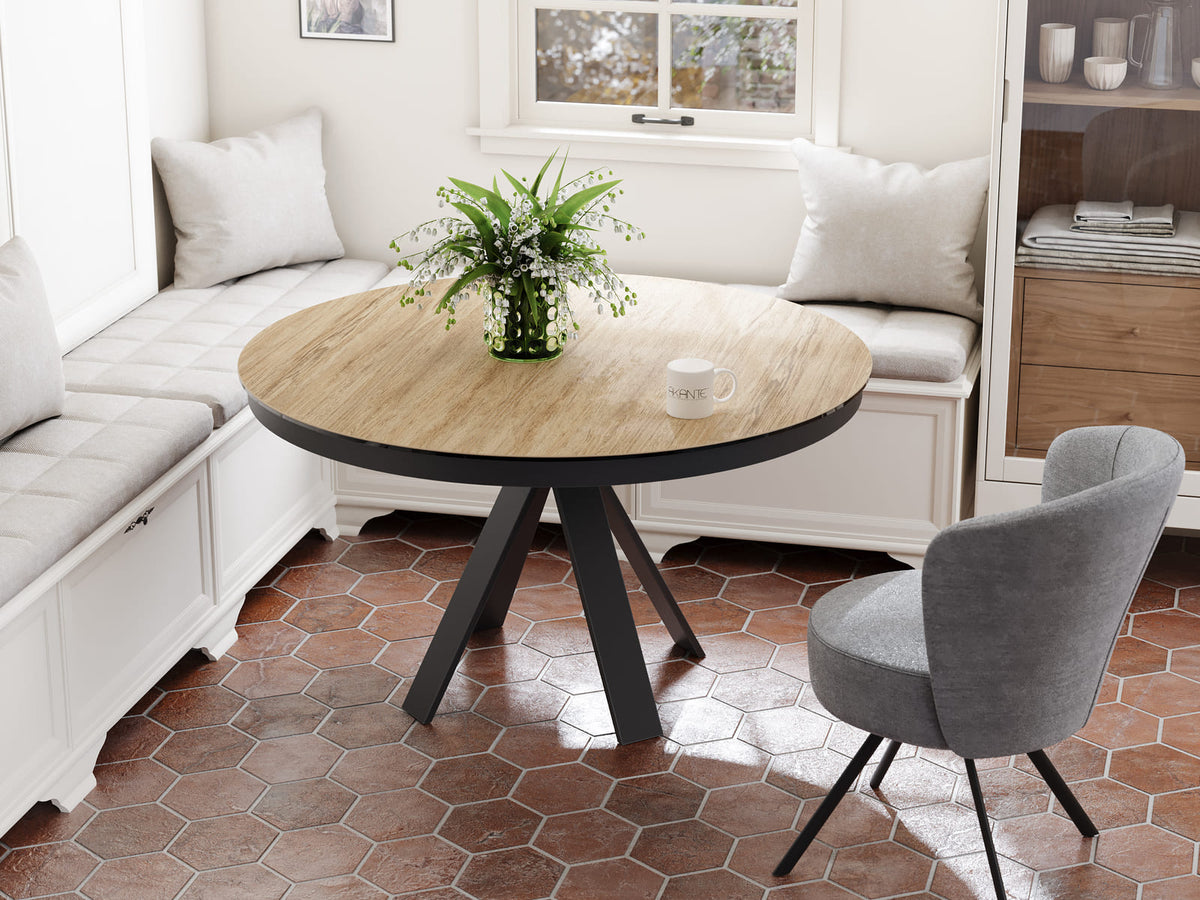 
Tavolo da pranzo allungabile di design «Chanterelle» 130-180 x 130 cm - Rovere chiaro