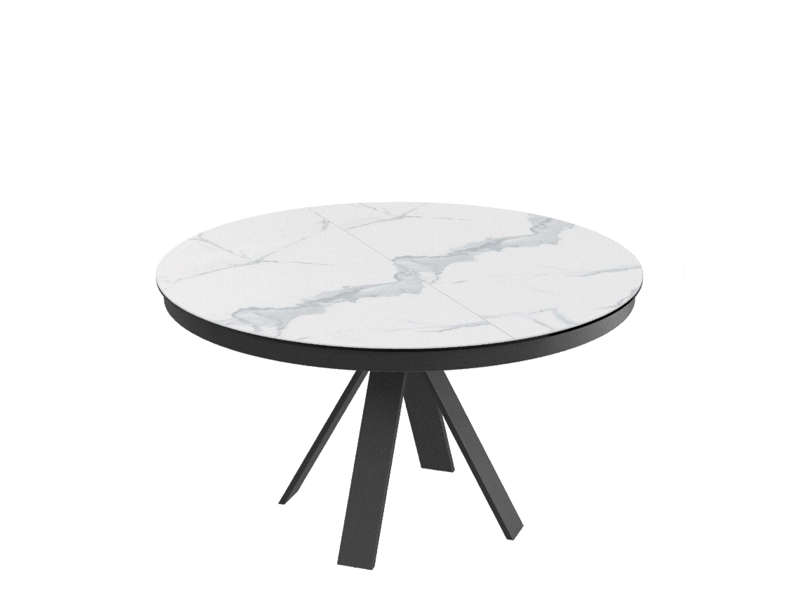 
Tavolo da pranzo allungabile di design «Chanterelle» 130-180 x 130 cm - Effetto marmo Bianco