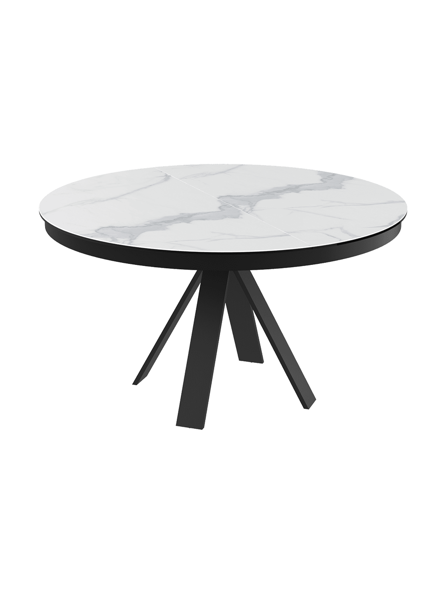 
Tavolo da pranzo allungabile di design «Chanterelle» 130-180 x 130 cm - Effetto marmo Bianco