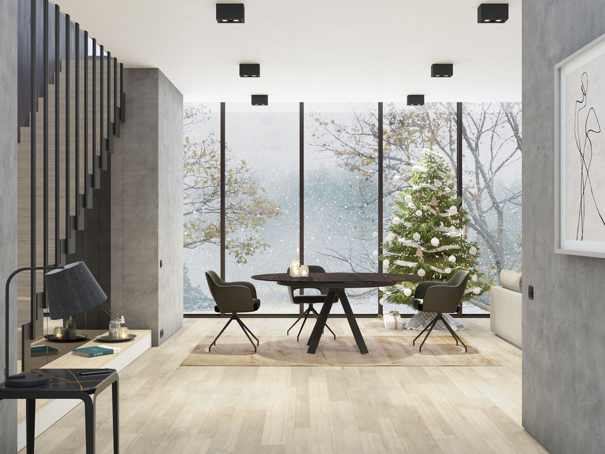 
Tavolo da pranzo allungabile di design «Chanterelle» 130-180 x 130 cm - aspetto ruggine scura