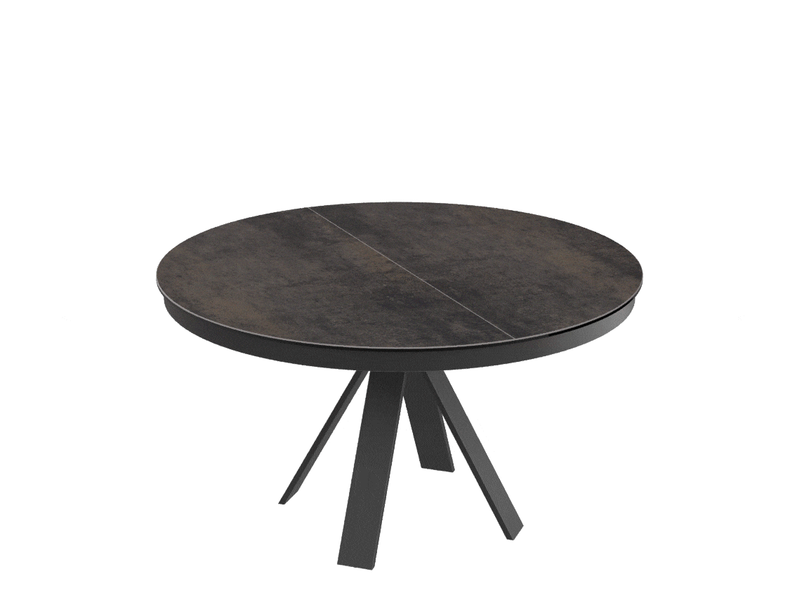 
Tavolo da pranzo allungabile di design «Chanterelle» 130-180 x 130 cm - aspetto ruggine scura