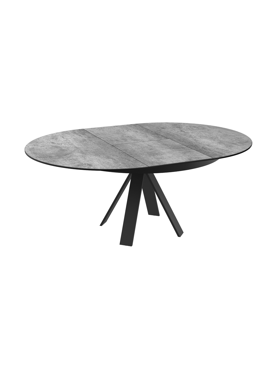 
Ausziehbarer Designer Esstisch „Chanterelle“ 130-180 x 130 cm - Zementgrau