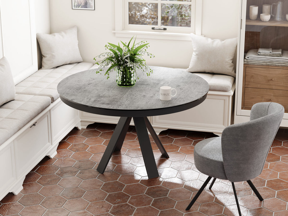 
Tavolo da pranzo allungabile di design «Chanterelle» 130-180 x 130 cm - Argento