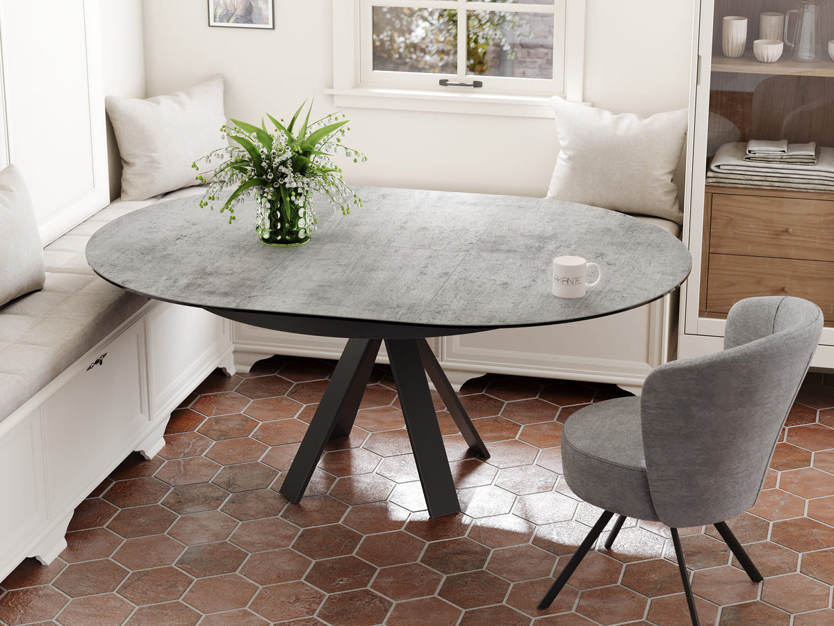 
Tavolo da pranzo allungabile di design «Chanterelle» 130-180 x 130 cm - Argento