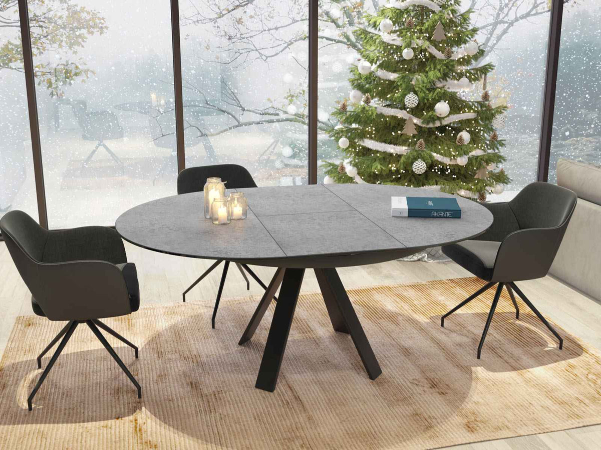 
Tavolo da pranzo allungabile di design «Chanterelle» 130-180 x 130 cm - Argento