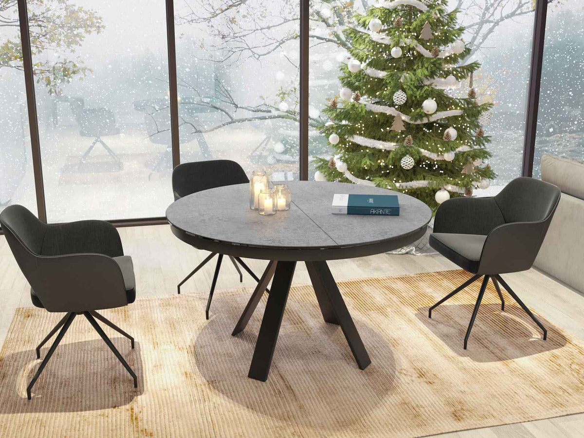 
Tavolo da pranzo allungabile di design «Chanterelle» 130-180 x 130 cm - Argento
