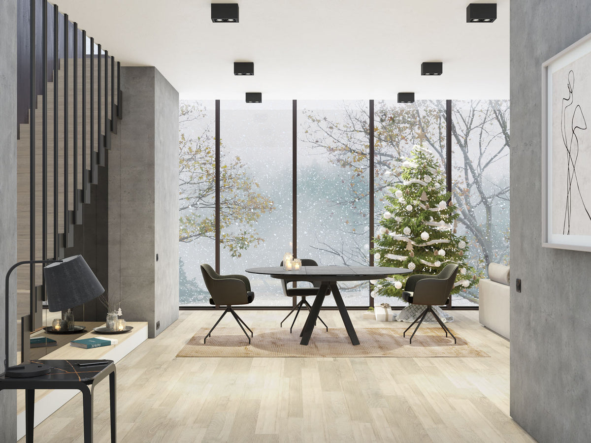 
Tavolo da pranzo allungabile di design «Chanterelle» 130-180 x 130 cm - Argento