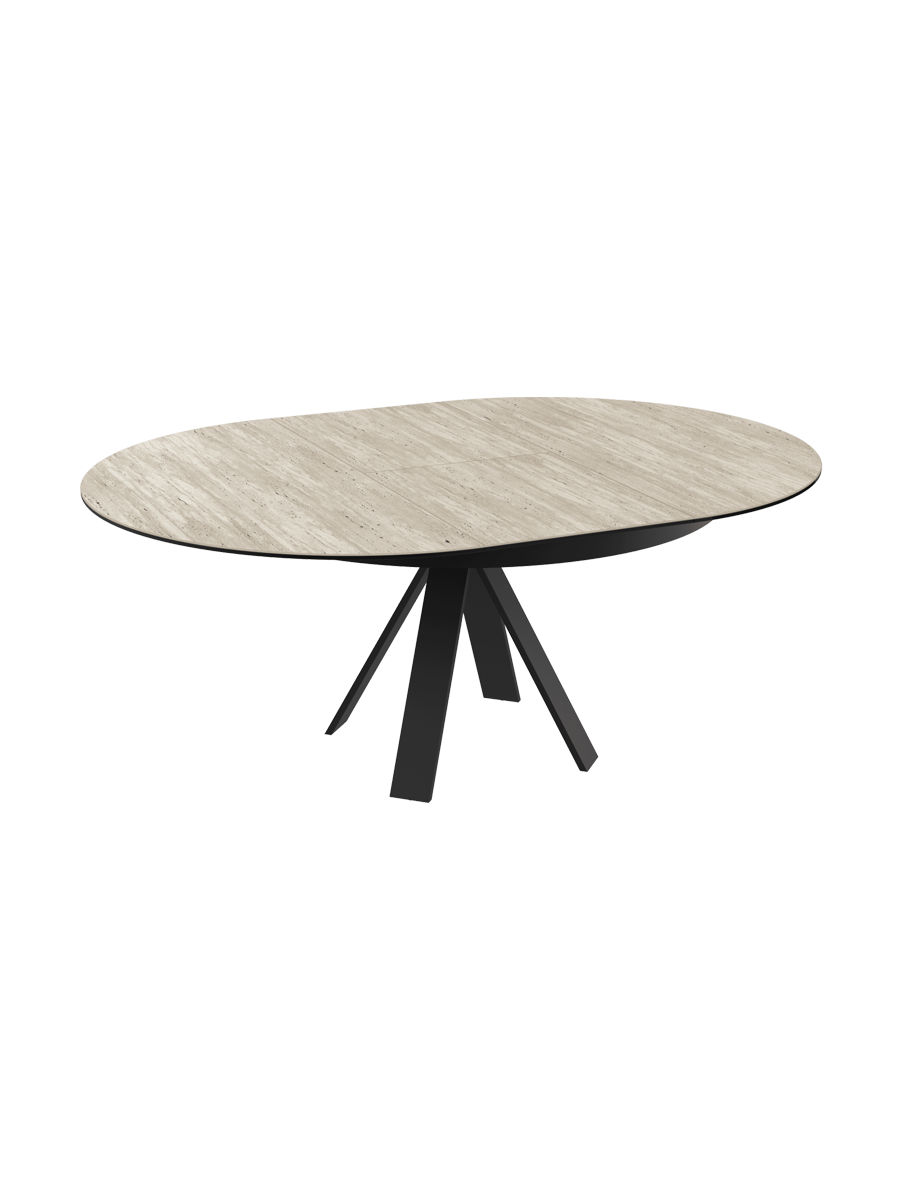 
Ausziehbarer Designer Esstisch „Chanterelle“ 130-180 x 130 cm - Zementgrau