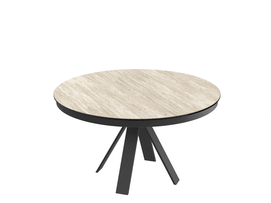 
Tavolo da pranzo allungabile di design «Chanterelle» 130-180 x 130 cm - Travertino
