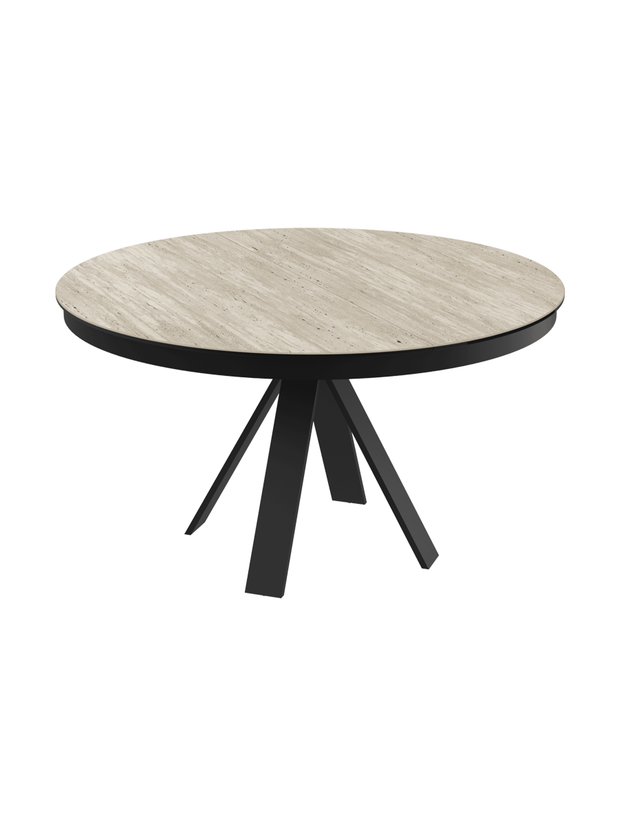 
Tavolo da pranzo allungabile di design «Chanterelle» 130-180 x 130 cm - Travertino