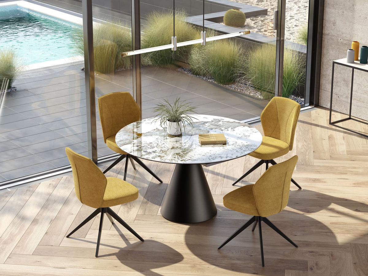 
Tavolo da pranzo allungabile di design «New Icone», in diverse dimensioni - Calacatta lucido / 100-150 x 150 cm