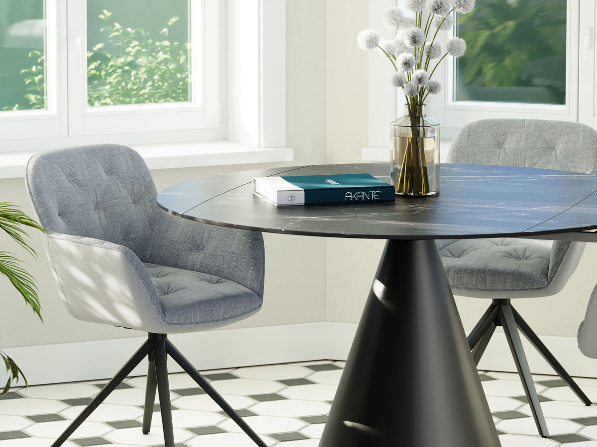 
Tavolo da pranzo allungabile di design «New Icone», in diverse dimensioni - Marquina opaco / 100-150 x 150 cm