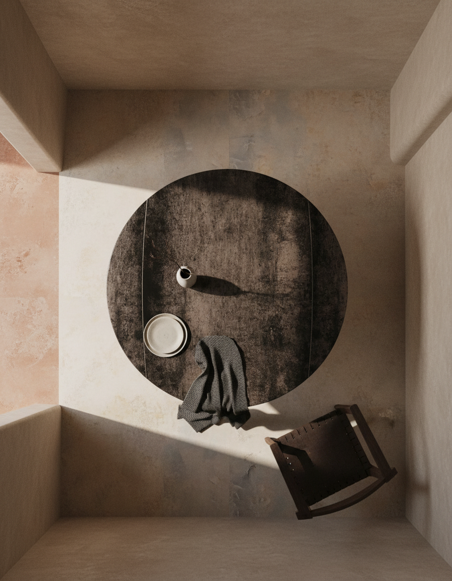 
Tavolo da pranzo allungabile di design «New Icone», in diverse dimensioni - aspetto ruggine scura / 100-150 x 150 cm