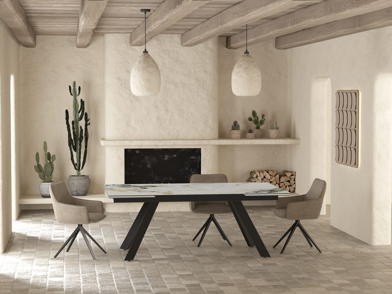 
Ausziehbarer Designer Esstisch „Grande Ontario“ 200-300 x 120 cm - Marmoroptik Doro