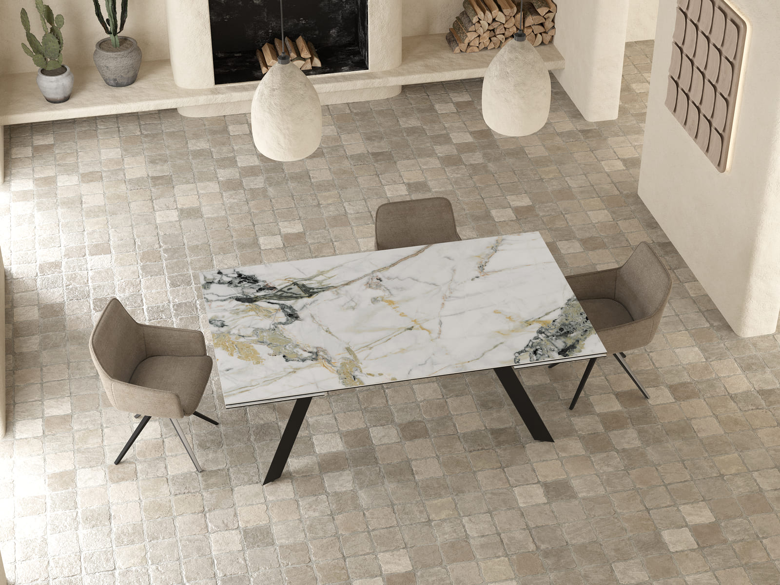
Ausziehbarer Designer Esstisch „Grande Ontario“ 200-300 x 120 cm - Marmoroptik Doro