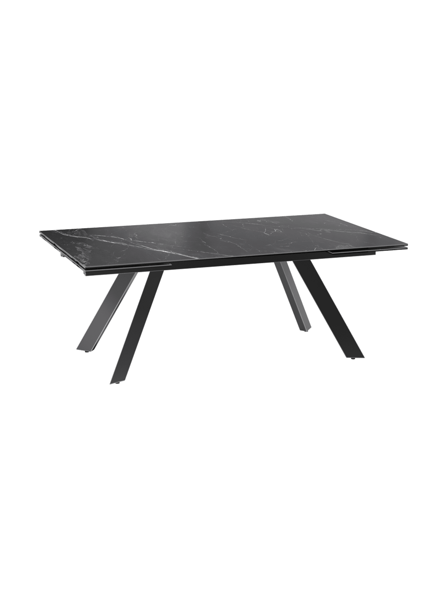 
Ausziehbarer Designer Esstisch „Grande Ontario“ 200-300 x 120 cm - Marmoroptik Marquina matt