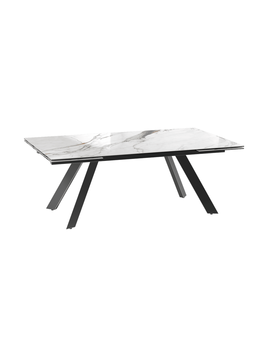 
Ausziehbarer Designer Esstisch „Grande Ontario“ 200-300 x 120 cm - Marmoroptik Fiorentino glänzend