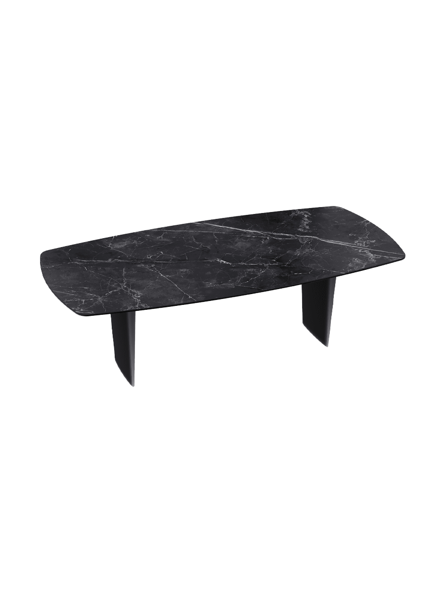 
Designer Esstisch „Auguste“ aus Keramik, verschiedene Grössen - Beine: Schwarz, Tischplatte: Calcatta glänzend / 240 x 120 cm