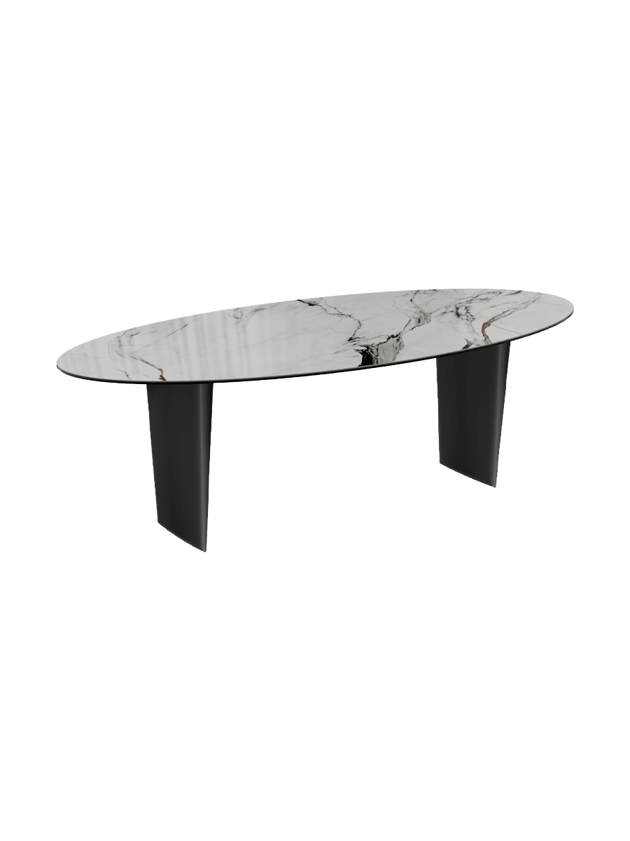 
Designer Esstisch „Goliath“ aus Keramik, verschiedene Grössen - Beine: Schwarz, Tischplatte: Marquina matt / 240 x 112 cm
