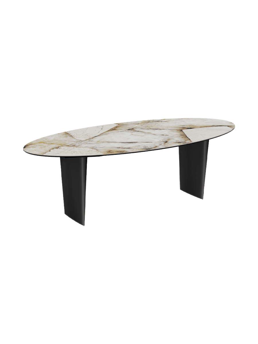 
Designer Esstisch „Goliath“ aus Keramik, verschiedene Grössen - Beine: Schwarz, Tischplatte: Marquina matt / 240 x 112 cm