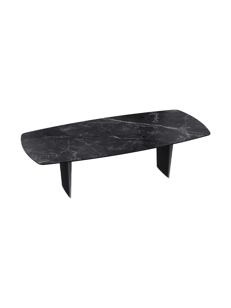 
Designer Esstisch „Auguste“ aus Keramik, verschiedene Grössen - Beine: Schwarz, Tischplatte: Calcatta glänzend / 240 x 120 cm