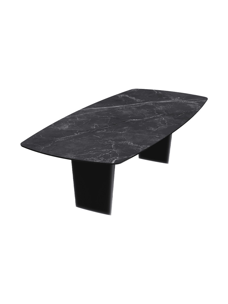 
Designer Esstisch „Auguste“ aus Keramik, verschiedene Grössen - Beine: Schwarz, Tischplatte: Marquina matt / 260 x 120 cm
